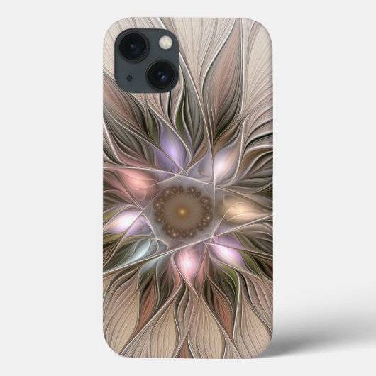 Joyful Flower Abstract Beige Brown Floral Fractal Case-Mate iPhone Case (Achterkant)