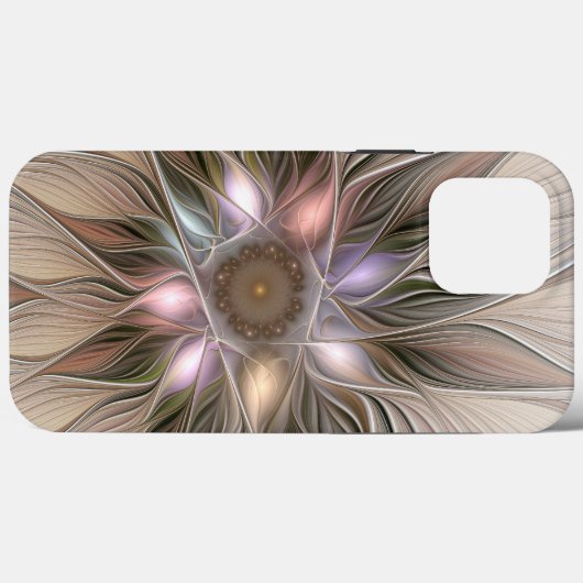 Joyful Flower Abstract Beige Brown Floral Fractal Case-Mate iPhone Case (Achterkant (horizontaal))