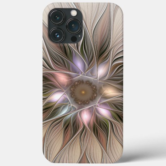 Joyful Flower Abstract Beige Brown Floral Fractal Case-Mate iPhone Case (Achterkant)