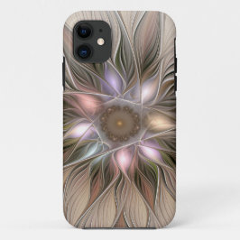 Joyful Flower Abstract Beige Brown Floral Fractal Case-Mate iPhone Case