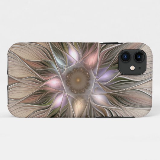 Joyful Flower Abstract Beige Brown Floral Fractal Case-Mate iPhone Case (Achterkant (horizontaal))