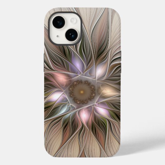 Joyful Flower Abstract Beige Brown Floral Fractal Case-Mate iPhone Case (Achterkant)