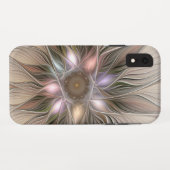 Joyful Flower Abstract Beige Brown Floral Fractal Case-Mate iPhone Case (Achterkant (horizontaal))