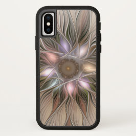 Joyful Flower Abstract Beige Brown Floral Fractal iPhone 13 Hoesje