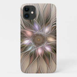 Joyful Flower Abstract Beige Brown Floral Fractal Case-Mate iPhone Case