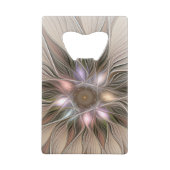 Joyful Flower Abstract Beige Brown Floral Fractal Creditkaart Flessenopener (Voorkant)