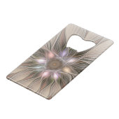 Joyful Flower Abstract Beige Brown Floral Fractal Creditkaart Flessenopener (Achterkant Gekanteld)