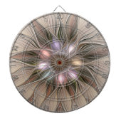 Joyful Flower Abstract Beige Brown Floral Fractal Dartbord (Voorkant)
