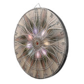 Joyful Flower Abstract Beige Brown Floral Fractal Dartbord (Voorkant Rechts)