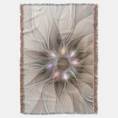 Joyful Flower Abstract Beige Brown Floral Fractal Deken (Voorkant Verticaal)