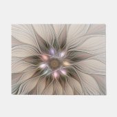 Joyful Flower Abstract Beige Brown Floral Fractal Deurmat (Voorkant)