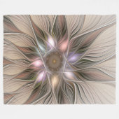 Joyful Flower Abstract Beige Brown Floral Fractal Fleece Deken (Voorkant (Horizontaal))