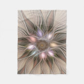 Joyful Flower Abstract Beige Brown Floral Fractal Fleece Deken (Voorkant)