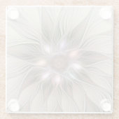Joyful Flower Abstract Beige Brown Floral Fractal Glazen Onderzetter (Achterkant)