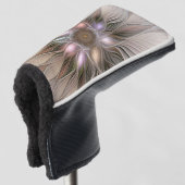 Joyful Flower Abstract Beige Brown Floral Fractal Golfheadcover (3/4 voorkant)