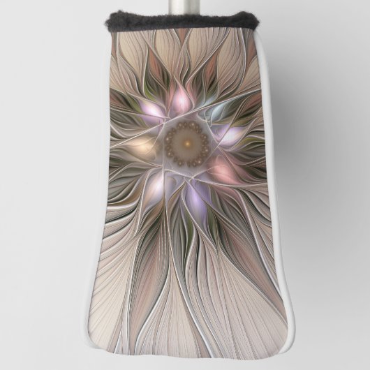 Joyful Flower Abstract Beige Brown Floral Fractal Golfheadcover (Draai 90)