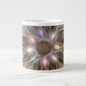Joyful Flower Abstract Beige Brown Floral Fractal Grote Koffiekop (Voorkant)
