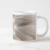 Joyful Flower Abstract Beige Brown Floral Fractal Grote Koffiekop (Rechts)
