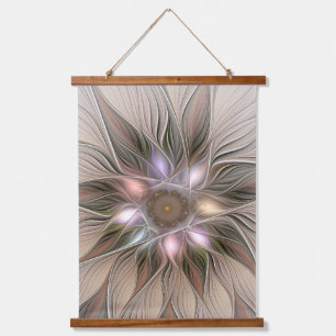 Joyful Flower Abstract Beige Brown Floral Fractal Hangend Wandkleed