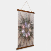 Joyful Flower Abstract Beige Brown Floral Fractal Hangend Wandkleed (Gebogen)