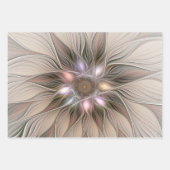 Joyful Flower Abstract Beige Brown Floral Fractal Inpakpapier Vel (Voorkant 2)