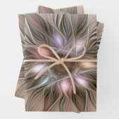 Joyful Flower Abstract Beige Brown Floral Fractal Inpakpapier Vel (In situ)