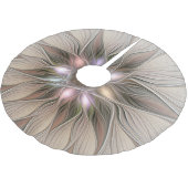 Joyful Flower Abstract Beige Brown Floral Fractal Kerstboom Rok (Gekanteld)