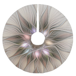 Joyful Flower Abstract Beige Brown Floral Fractal Kerstboom Rok