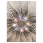 Joyful Flower Abstract Beige Brown Floral Fractal Klembord (Achterkant)