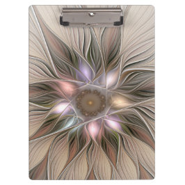 Joyful Flower Abstract Beige Brown Floral Fractal Klembord