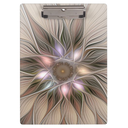 Joyful Flower Abstract Beige Brown Floral Fractal Klembord (Voorkant)