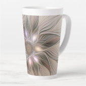 Joyful Flower Abstract Beige Brown Floral Fractal Latte Mok (Rechterhoek)