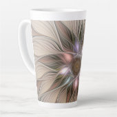 Joyful Flower Abstract Beige Brown Floral Fractal Latte Mok (Linkerhoek)