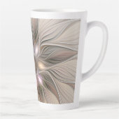 Joyful Flower Abstract Beige Brown Floral Fractal Latte Mok (Rechts)
