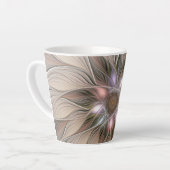 Joyful Flower Abstract Beige Brown Floral Fractal Latte Mok (Linkerhoek)