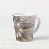 Joyful Flower Abstract Beige Brown Floral Fractal Latte Mok (Rechterhoek)
