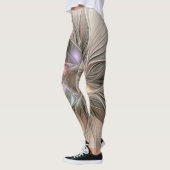 Joyful Flower Abstract Beige Brown Floral Fractal Leggings (Links)