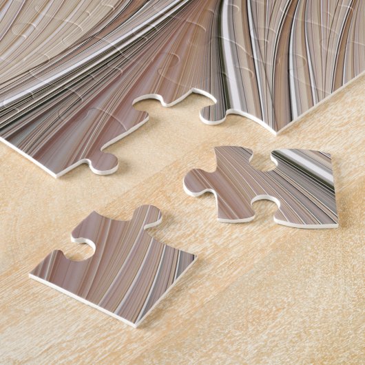 Joyful Flower Abstract Beige Brown Floral Fractal Legpuzzel (Zijkant)