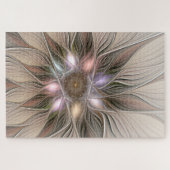 Joyful Flower Abstract Beige Brown Floral Fractal Legpuzzel (Horizontaal)