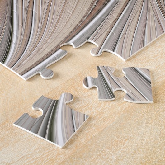 Joyful Flower Abstract Beige Brown Floral Fractal Legpuzzel (Zijkant)