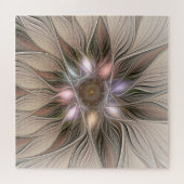 Joyful Flower Abstract Beige Brown Floral Fractal Legpuzzel (Horizontaal)