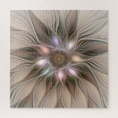 Joyful Flower Abstract Beige Brown Floral Fractal Legpuzzel (Verticaal)