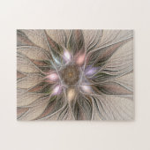 Joyful Flower Abstract Beige Brown Floral Fractal Legpuzzel (Horizontaal)