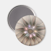 Joyful Flower Abstract Beige Brown Floral Fractal Magneet (Voorkant / Achterkant)