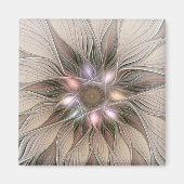 Joyful Flower Abstract Beige Brown Floral Fractal Magneet (Voorkant)