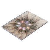 Joyful Flower Abstract Beige Brown Floral Fractal Notitieboek (Linkerzijde)