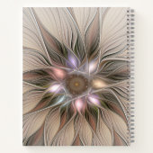 Joyful Flower Abstract Beige Brown Floral Fractal Notitieboek (Achterkant)