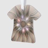Joyful Flower Abstract Beige Brown Floral Fractal Ornament (voorkant)