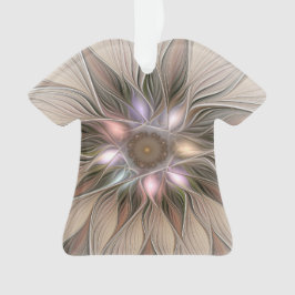 Joyful Flower Abstract Beige Brown Floral Fractal Ornament
