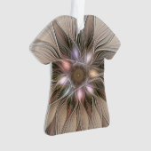 Joyful Flower Abstract Beige Brown Floral Fractal Ornament (voorkant)